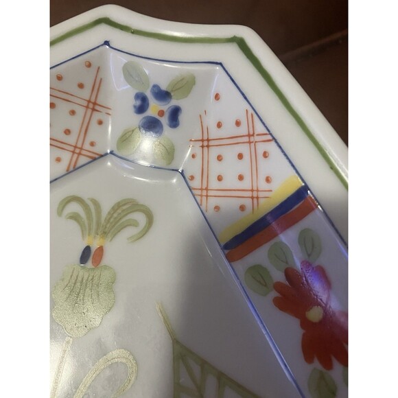 Vintage Andrea By Sade Chinoiserie Tray Oriental Floral Dish k Japan 8726 - Picture 5 of 12